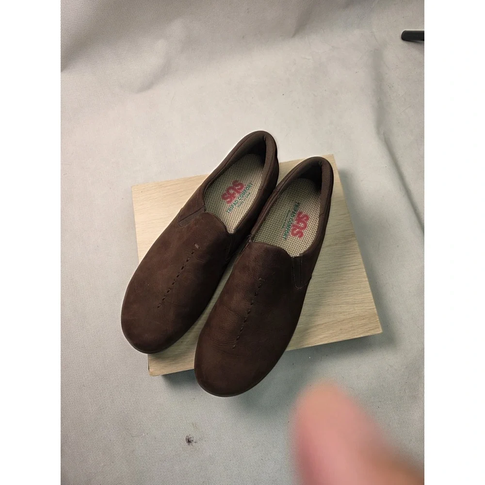 SAS Viva Shoes Women's 11 Brown Nubuck Comfort Slip On Walking Loafers Sneaker